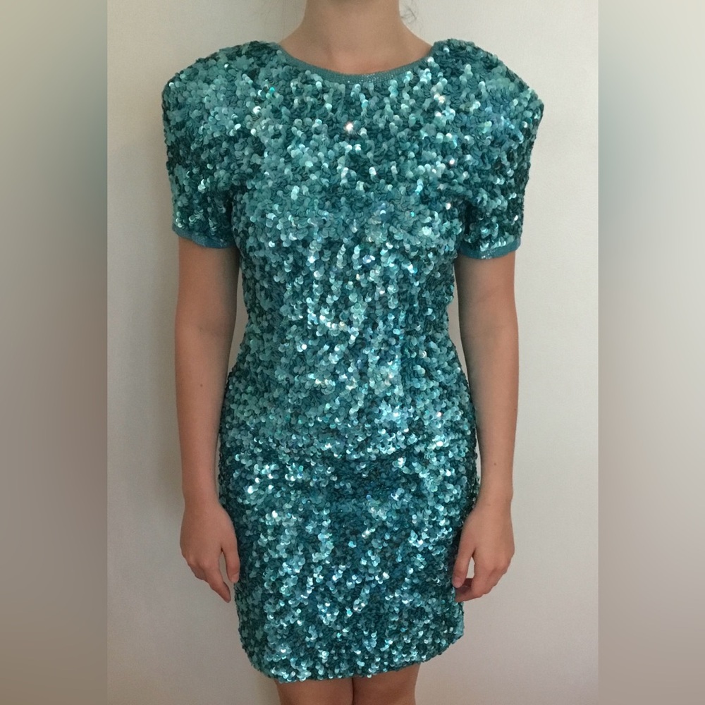 Vintage Lillie Rubin Silk Sequin  Beaded Dress